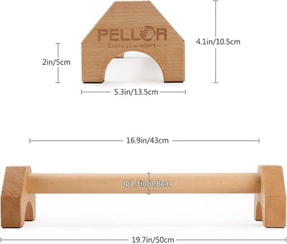 Pushup Stands - Wooden Push Up Bars Gym Gear Equipment with Anti-Slid Mat Workout Solid Exercise