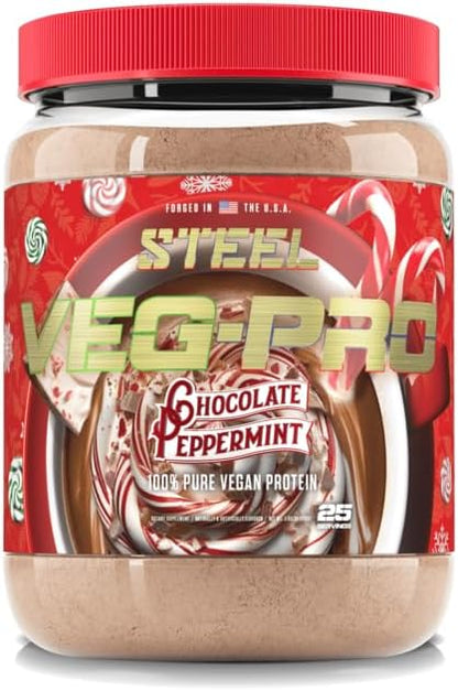 Steel Supplements Veg-PRO | Vegan Protein Powder, Chocolate Peppermint | 25 Servings (1.65lbs) |
