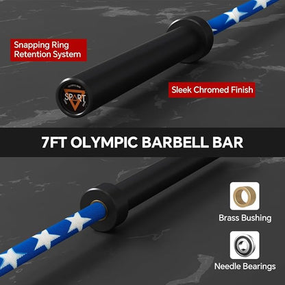 7FT Olympic Barbell Bar with Weight Plate Set Combo, Solid Olympic Bar with Bearings, 700Lbs