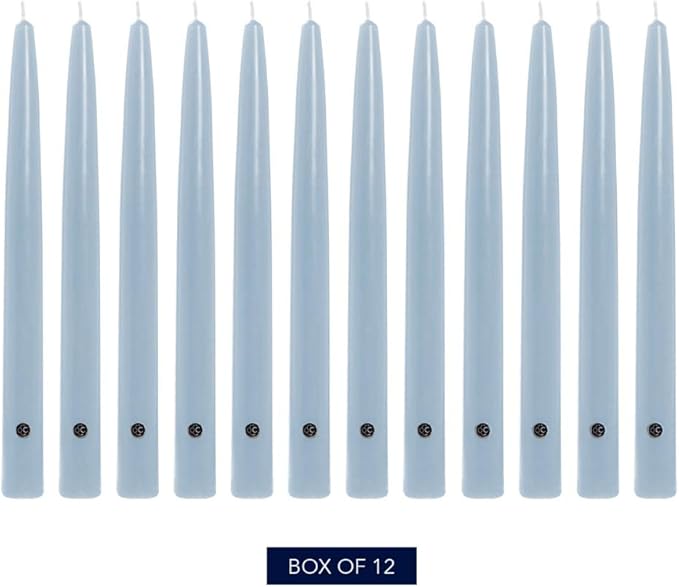 Colonial Candle Unscented Taper Candle, Handipt Collection, Coastal Blue, 10 in, Pack of 12 - Up to