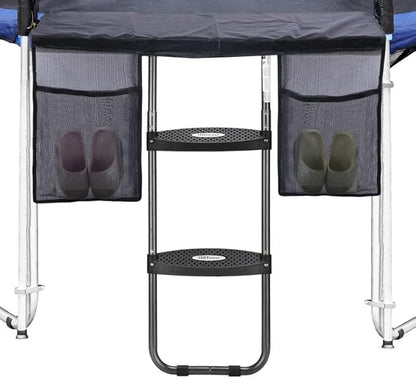 HBTower Trampoline Ladder, 2 Steps with Wide Steps, Trampoline Storage Bag, Universal Hook, 220 lbs