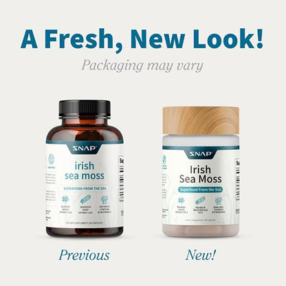Snap Supplements Irish Sea Moss Capsules with Bladderwrack, Burdock Root & Iodine ??Supports