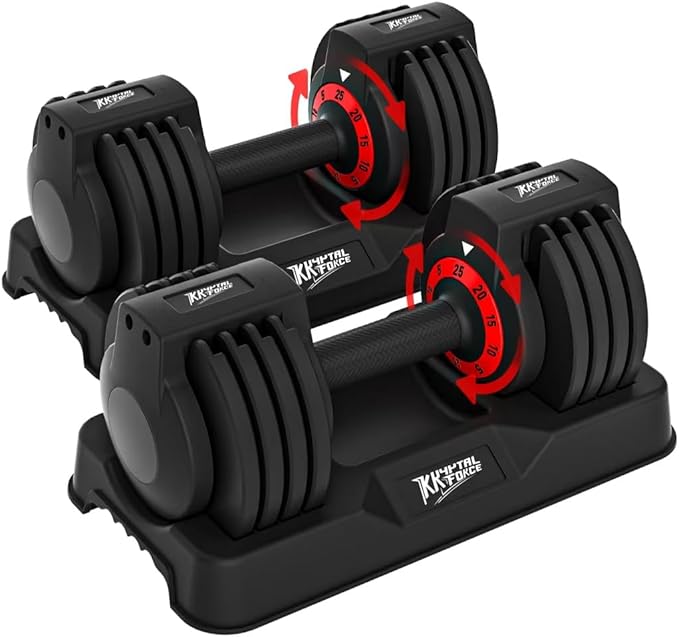 25/55lbs Adjustable Dumbbells Set, Dumbbells with Anti-Slip Metal Handle for Exercise & Fitness