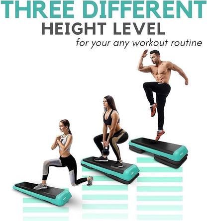 Yes4All Adjustable Workout Aerobic Exercise Step Platform Health Club Size with 4 Adjustable Risers