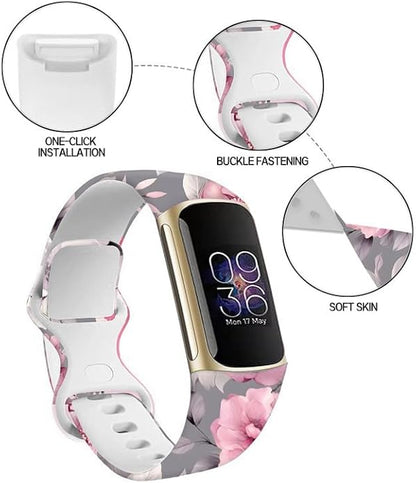 Sport Bands Compatible with Charge 6 /Charge 5 for Women Men,Soft Waterproof Replacement Straps