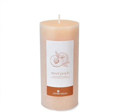 Peach Scented Light Orange Pillar Candles, 3x6 Inch Set of 3, Long Lasting Fall Candles for Home