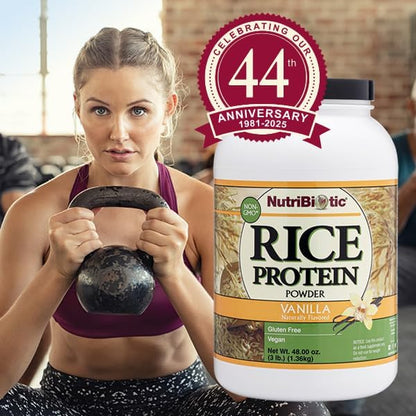 NutriBiotic ??Vanilla Rice Protein, 3 Lb (1.36kg) | Low Carb, Keto-Friendly, Vegan, Raw Protein
