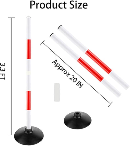 Red-White Soccer Agility Pole Set Rubber Base Dribbling Stick Traffic Warning Sign Pole