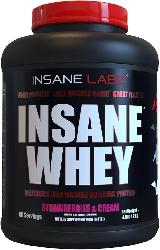 Insane Labz Insane Whey,100% Muscle Building Whey Protein, Post Workout, BCAA Amino Profile, Mass