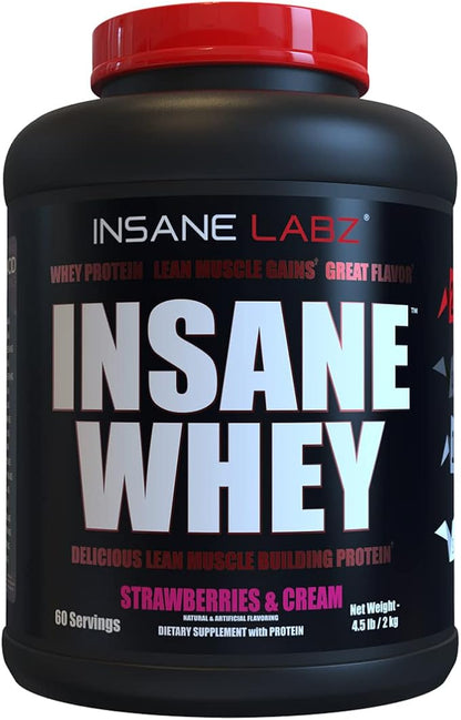 Insane Labz Insane Whey,100% Muscle Building Whey Protein, Post Workout, BCAA Amino Profile, Mass