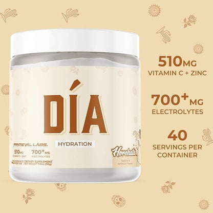 Primeval Labs Dia Hydration Electrolyte Powder | Vitamin C + Zinc, Taurine & Electrolytes | Low
