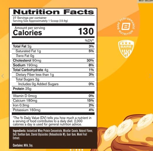 BARE PERFORMANCE NUTRITION, BPN Whey Protein Powder, Whey Protein Concentrate, Native Micellar