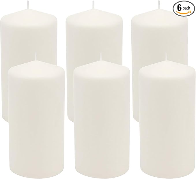 Stonebriar Unscented White Tall Pillar Candles, 65 Hour Burning Candle Pillars, Perfect for Decor