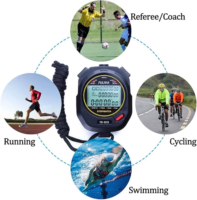 Stopwatch Timer Lap Split Digital Stopwatch with Clock Calendar Alarm, Large Display Stop Watch for