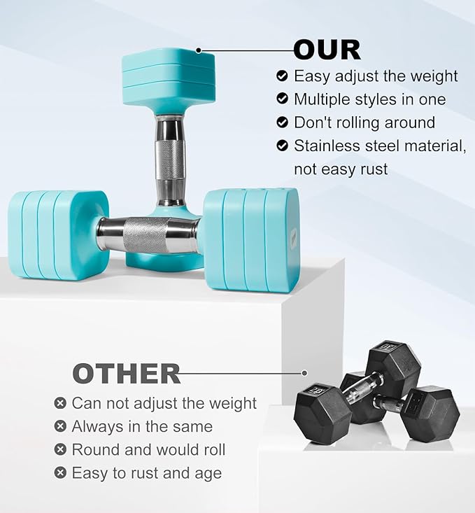 15LB 20LB 40LB 50LB Adjustable Dumbbell Set Free Weights Dumbbells Set for Women Men Hand Weights