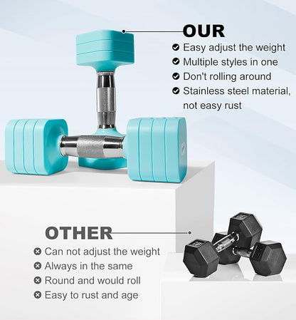 15LB 20LB 40LB 50LB Adjustable Dumbbell Set Free Weights Dumbbells Set for Women Men Hand Weights