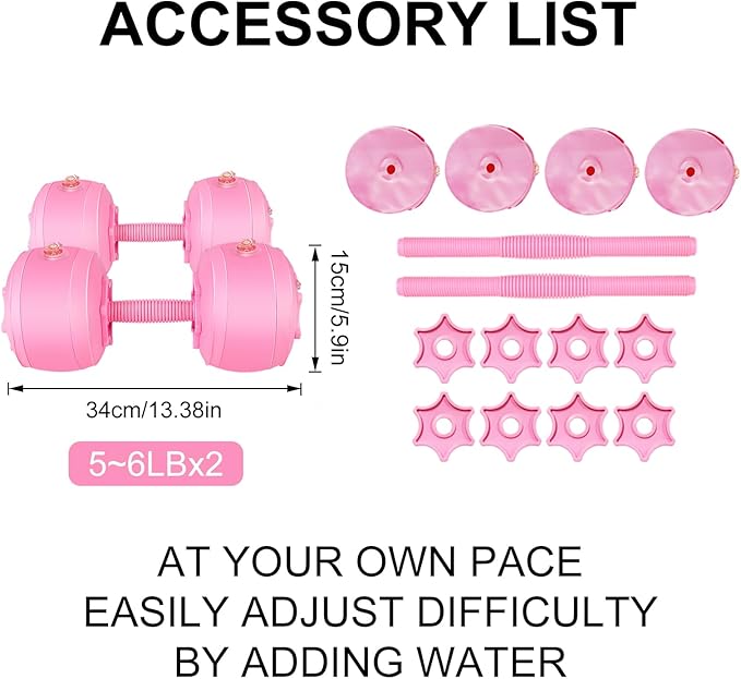 Water Filled Dumbbells Set - Water Filled Weights - Portable Travel Weights - Weights Adjustable