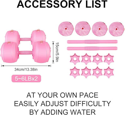 Water Filled Dumbbells Set - Water Filled Weights - Portable Travel Weights - Weights Adjustable