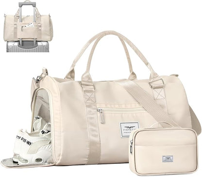 FIORETTO Womens Gym Tote Duffle Bag with Toiletry Bag, Sports Duffel Overnight Hospital Workout