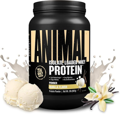 Animal Whey Isolate Protein Powder - Loaded for Pre & Post Workout Muscle Builder and Recovery with