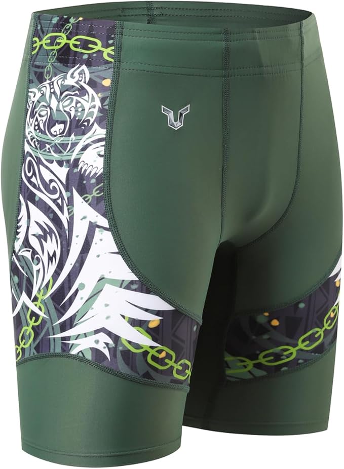 HUGE SPORTS Men's Rash Guard Swim Shorts Compression Swimming Jammer Cool Dry Active Swimsuit