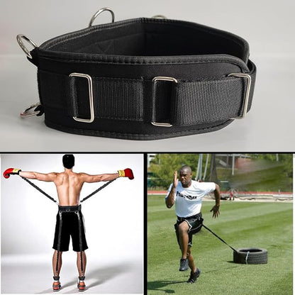 Fitness Resistance Belt Multi Functional Fitness Belt with 5 Rings for Weight Training and