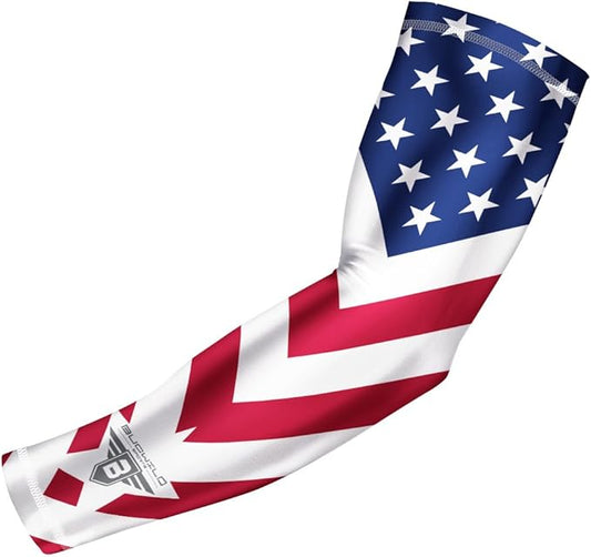 Bucwild Sports Flag Compression Arm Sleeve - Perfect for Baseball Basketball Football - Youth &