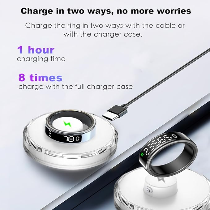 Smart Health Ring with Screen,for Women Men Fitness Tracker with Heart Rate, Blood Oxygen, HRV
