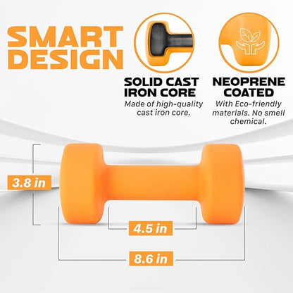 Yes4All Neoprene Coated Dumbbell Hand Weight Sets of 2 - Multiple Weight Options with 15 Colors
