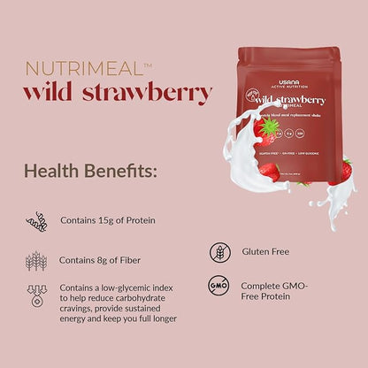 USANA Nutrimeal Meal Replacement Shake - Wild Strawberry - NON-GMO - Gluten Free - Low Glycemic