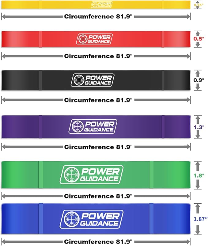POWER GUIDANCE Resistance Bands, Set of 5 Pull Up Bands, Pull Up Assistance Bands, Exercise Bands