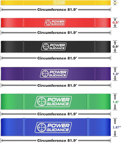 POWER GUIDANCE Resistance Bands, Set of 5 Pull Up Bands, Pull Up Assistance Bands, Exercise Bands