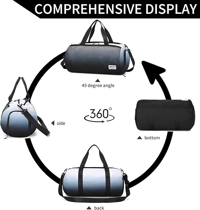 BE SMART Waterproof Mens Gym Bag with Shoe Compartment, Duffle Bags with Wet Pocket for Men
