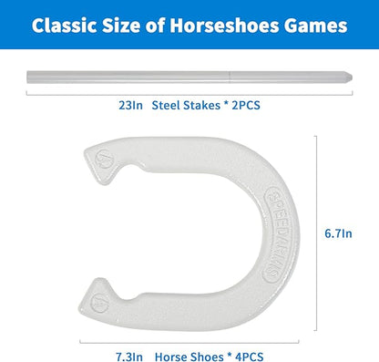 Horseshoes Outside Game Set - Universal Size Lawn Horseshoes Outdoor Games for Parties Beach