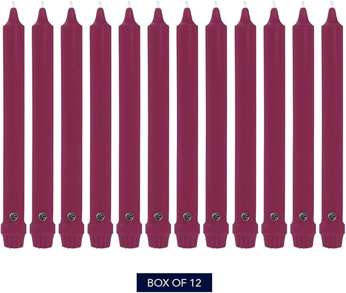 Colonial Candle Unscented Taper Candle, Classic Collection, Mulberry, 12 in, Pack of 12 - Up to 10