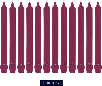 Colonial Candle Unscented Taper Candle, Classic Collection, Mulberry, 12 in, Pack of 12 - Up to 10