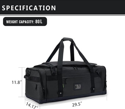Large Duffle Bag for Travel - Men & Women, Foldable Gym Duffle Backpack, Heavy Duty Tactical