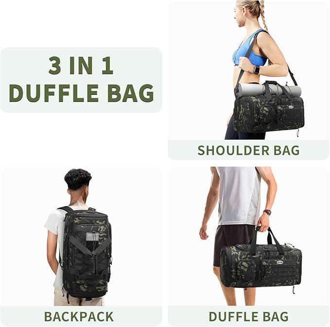 Bosstin Gym Bag for Men & Women,45L Travel Duffle Sports Duffel Bag Gym Weekender Overnight