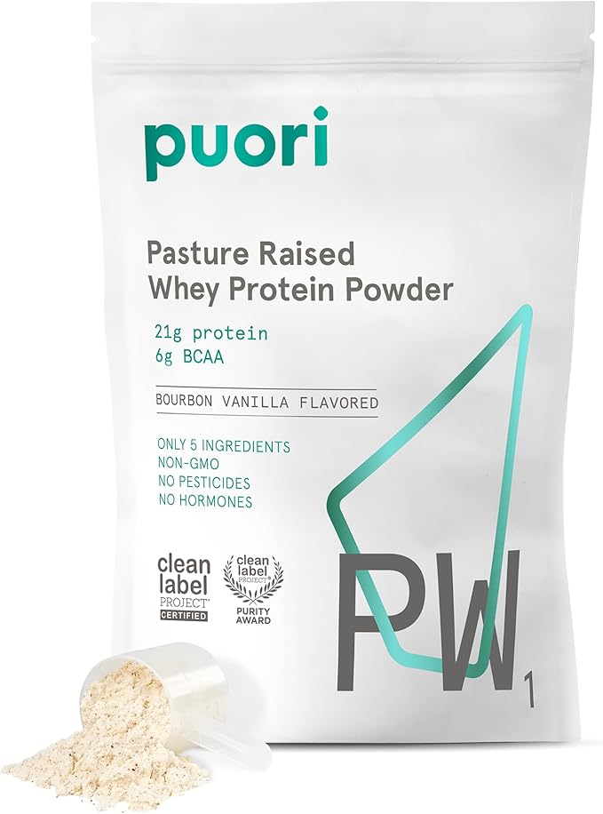 Puori Whey Protein Powder - Bourbon Vanilla - PW1 Pasture Raised, Grass-Fed & Non-GMO - 100%