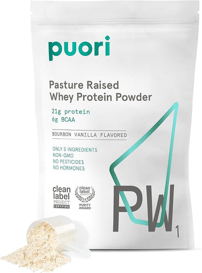 Puori Whey Protein Powder - Bourbon Vanilla - PW1 Pasture Raised, Grass-Fed & Non-GMO - 100%