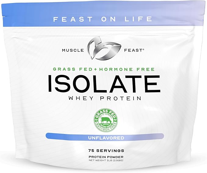 Muscle Feast Grass-Fed Whey Protein Isolate, All Natural Hormone Free Pasture Raised, Whey Isolate