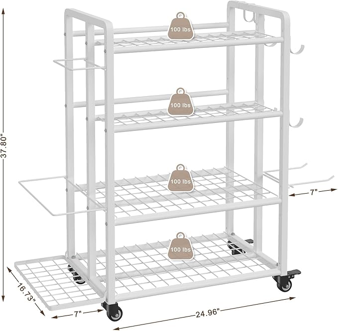 4-Tier Dumbbell Rack Stand Only, Adjustable Weight Rack for Dumbbells Kettlebells Yoga Mat, Home