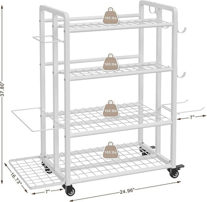 4-Tier Dumbbell Rack Stand Only, Adjustable Weight Rack for Dumbbells Kettlebells Yoga Mat, Home