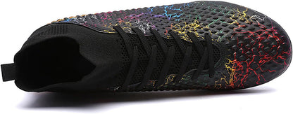 Men's Soccer Shoes High-Top Soccer Cleats Outdoor Breathable Athletic Professional Spikes Youth