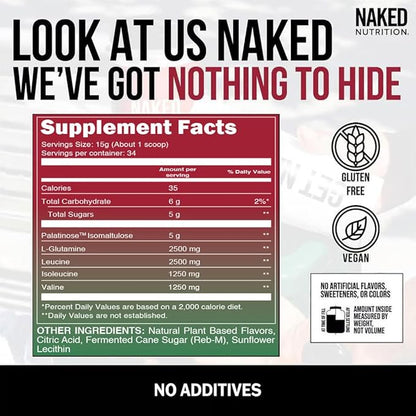 NAKED Cherry Lime BCAAs Amino Acids Powder, 100% Pure 2:1:1 Formula, Vegan Branched Chain Amino