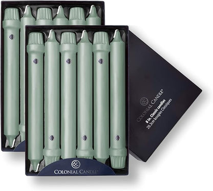 Colonial Candle Unscented Taper Candle, Classic Collection, Colonial Classic Green, 8 in, Pack of