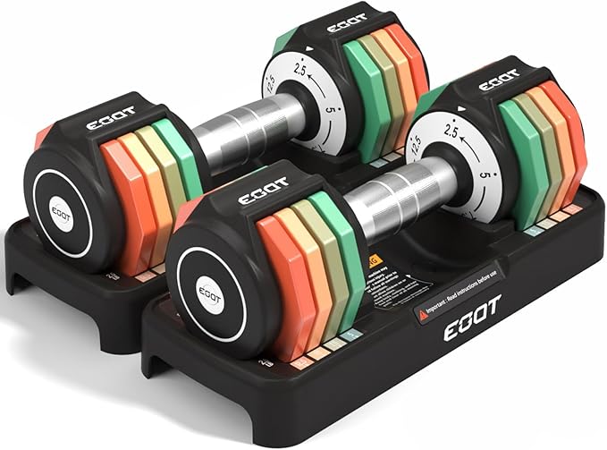 Adjustable Dumbbells Set/Single, 12.5LB/22.5LB/55LB 5 in 1 Free Adjustable Dumbbell Set with