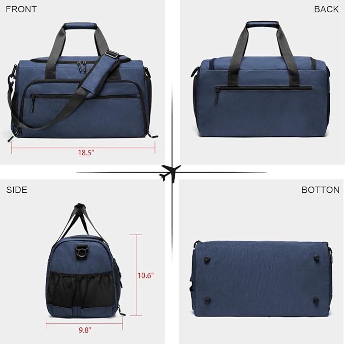 Gym Bag for Men Women, Small Fitness Workout Sports Bag with Wet Pocket & Shoes Compartment, Water
