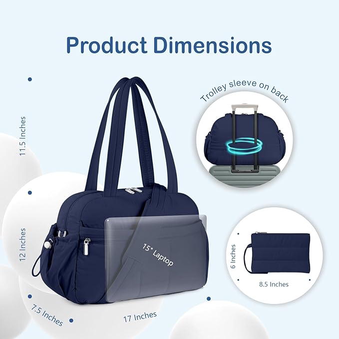 TOPDesign Travel Duffel Bag for Women, Puffer Gym Bag Sports Tote with Wet Pocket, Carry On