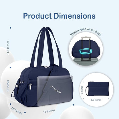 TOPDesign Travel Duffel Bag for Women, Puffer Gym Bag Sports Tote with Wet Pocket, Carry On